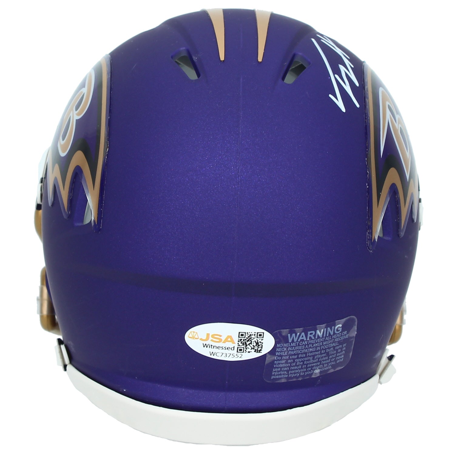 Trey Hendrickson Autographed Baltimore Ravens Purple 2026 Alternate Speed Mini Helmet JSA