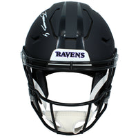 Zay Flowers Autographed Baltimore Ravens Black 2026 Alternate "Darkness" Speedflex Authentic Helmet Beckett