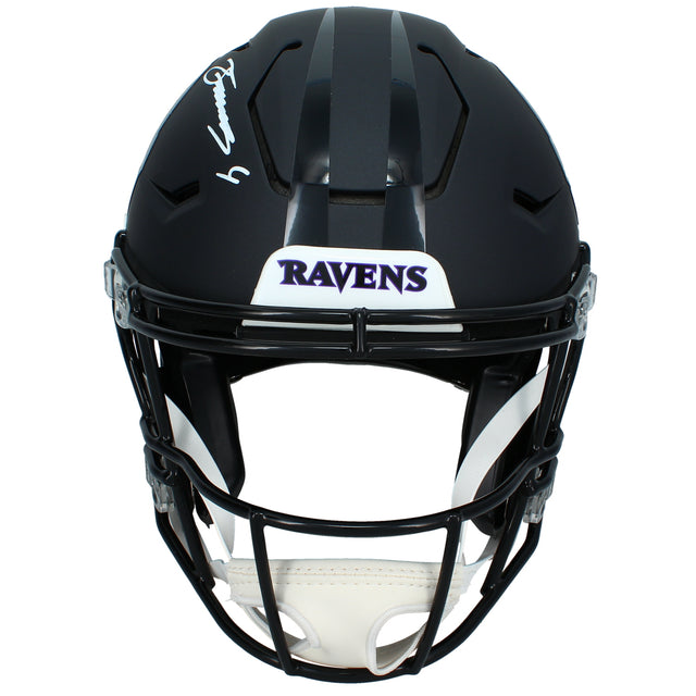 Zay Flowers Autographed Baltimore Ravens Black 2026 Alternate "Darkness" Speedflex Authentic Helmet Beckett