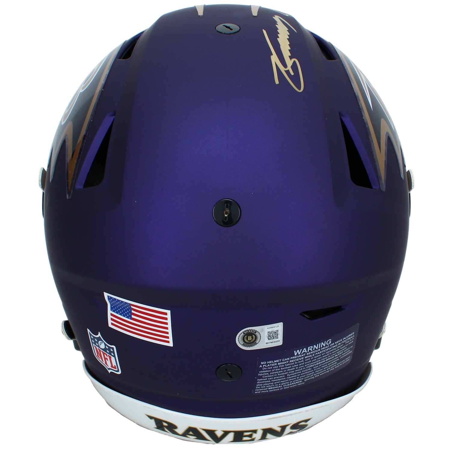Zay Flowers Autographed Baltimore Ravens Purple Alternate "Purple Rising" Speedflex Authentic Helmet Beckett