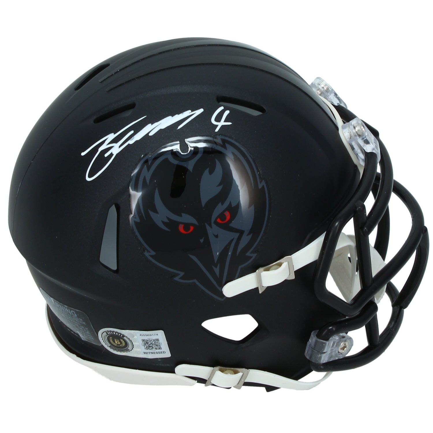 Zay Flowers Autographed Baltimore Ravens Black 2026 Alternate "Darkness" Speed Mini Helmet Beckett