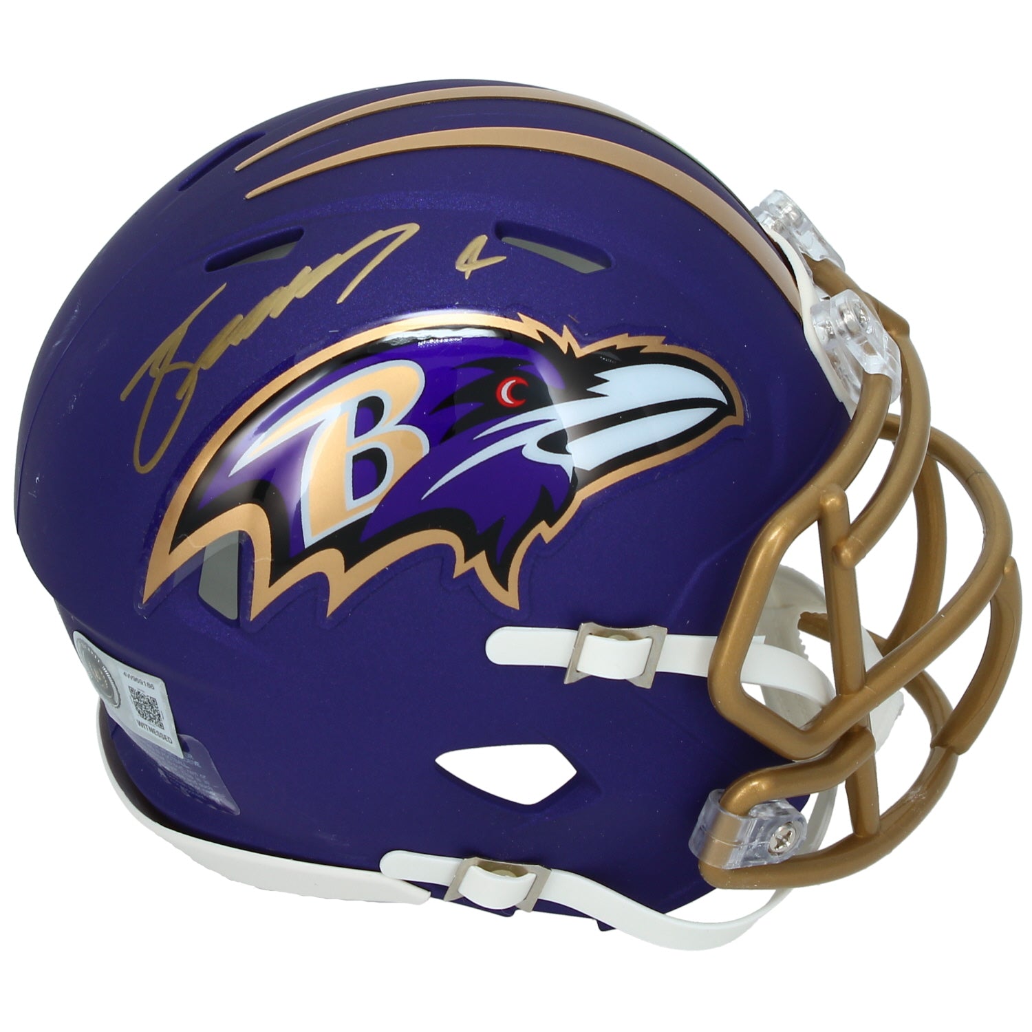 Zay Flowers Autographed Baltimore Ravens Purple Alternate "Purple Rising" Speed Mini Helmet Beckett