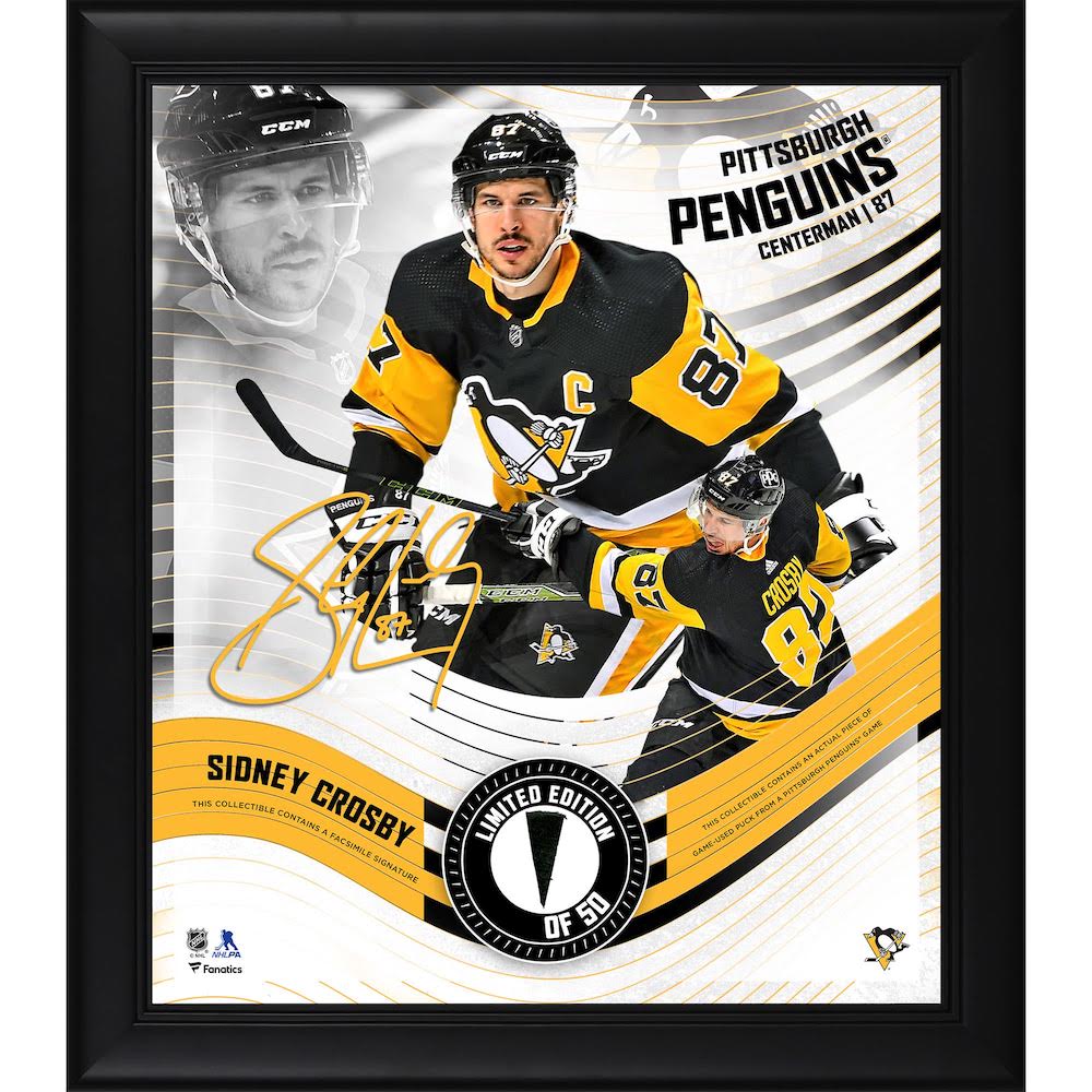 Sidney Crosby Pittsburgh Penguins Framed 15" x 17" Game Used Puck Collage LE 50