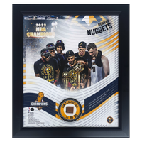 Denver Nuggets 2023 NBA Champs 15" x 17" Game Used Basketball Collage LE 23/50