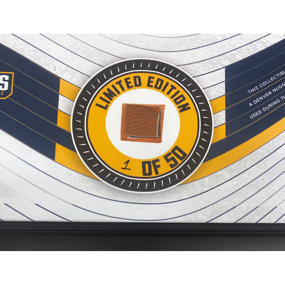 Denver Nuggets 2023 NBA Champs 15" x 17" Game Used Basketball Collage LE 1/50