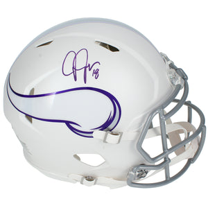 Justin Jefferson Autographed Minnesota Vikings White 2024 Alternate Speed Authentic Helmet Beckett