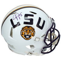 Justin Jefferson Autographed LSU Tigers White Speed Authentic Helmet Beckett