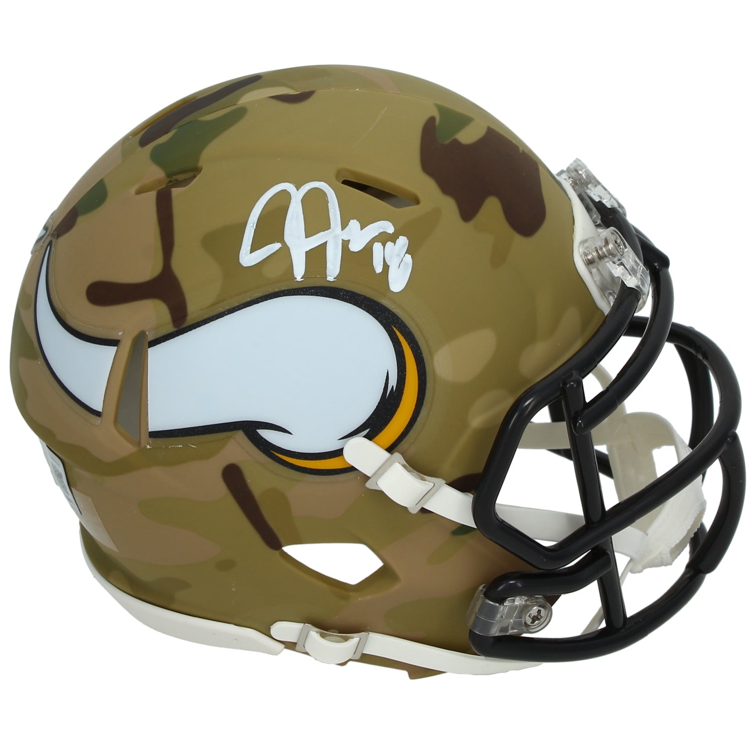 Justin Jefferson Autographed Minnesota Vikings CAMO Speed Mini Helmet Beckett