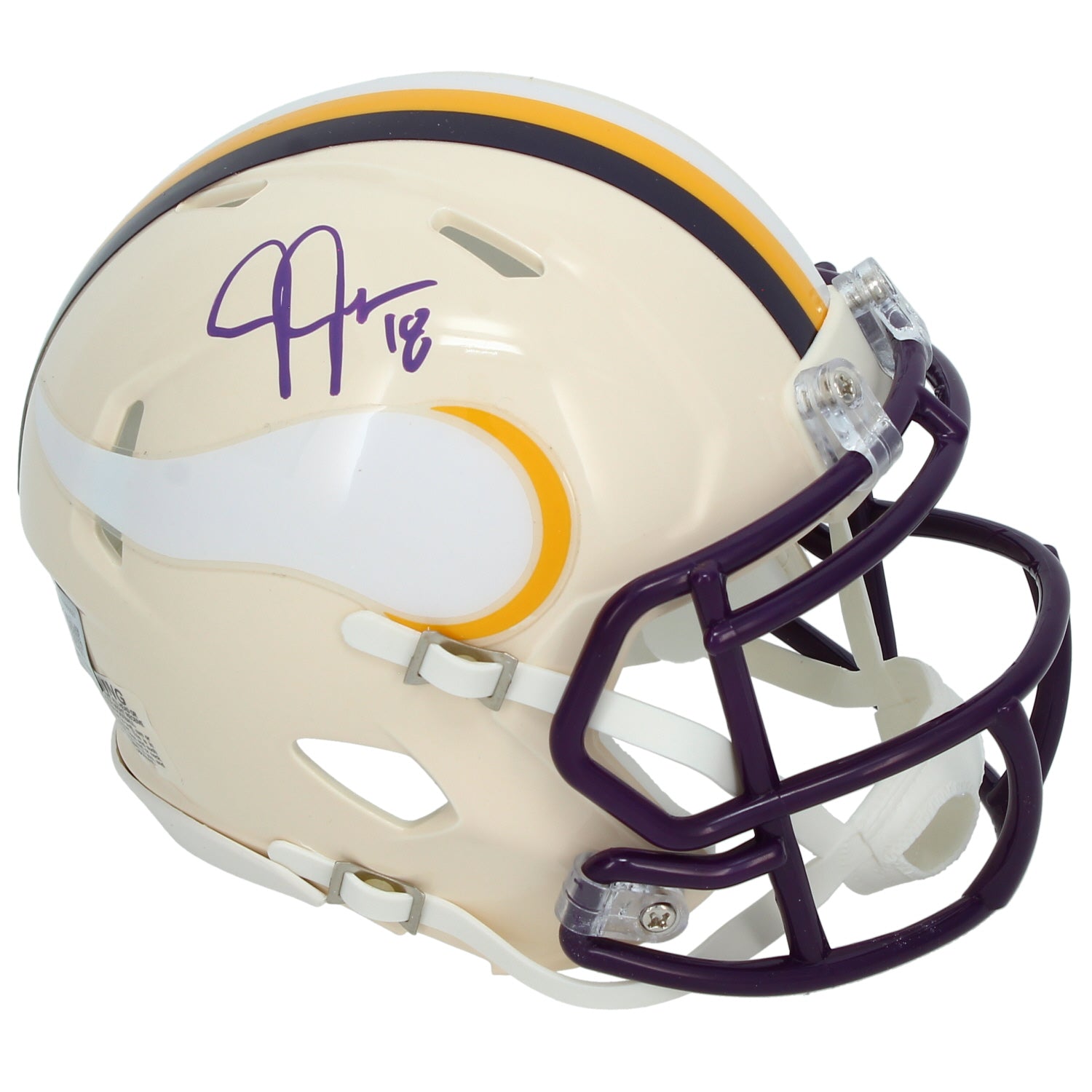 Justin Jefferson Autographed Minnesota Vikings RETRO Speed Mini Helmet Beckett