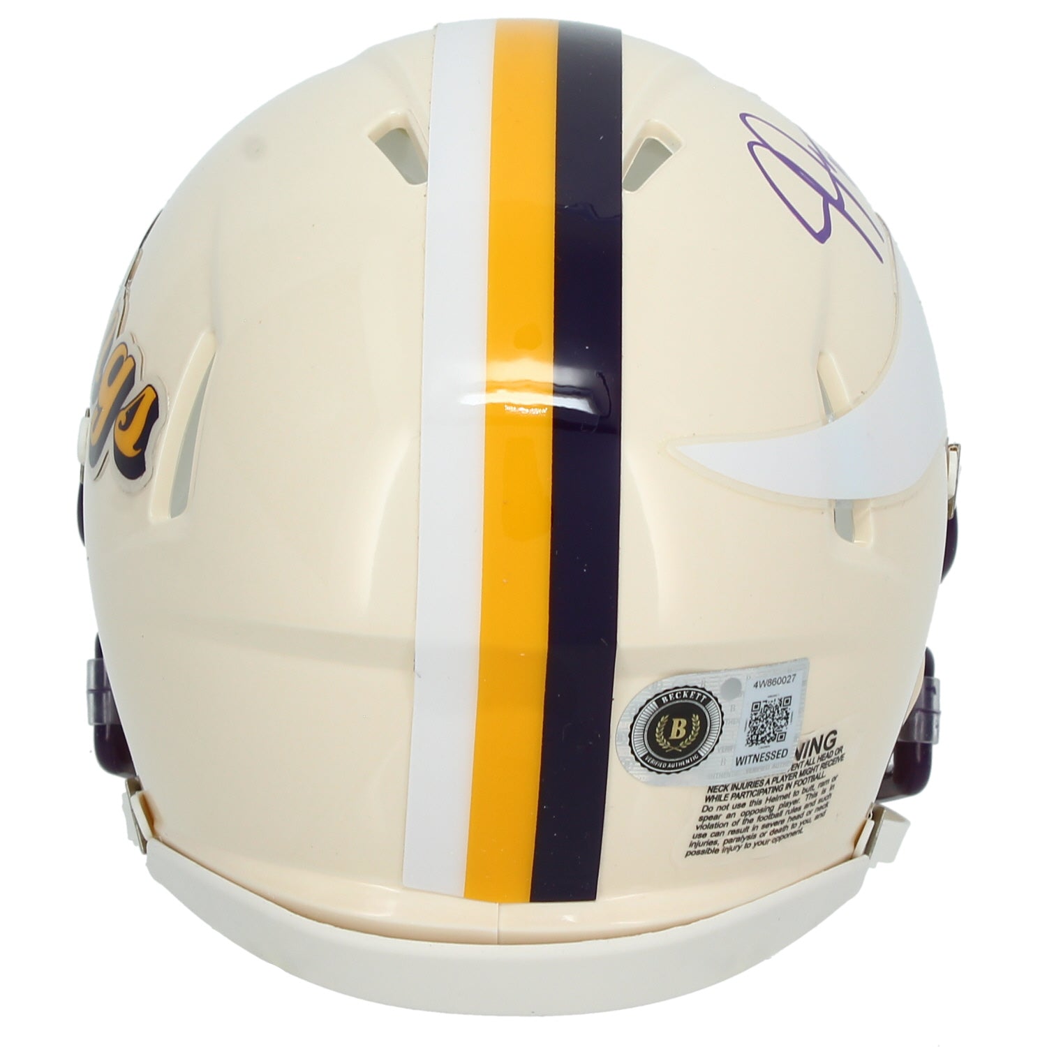 Justin Jefferson Autographed Minnesota Vikings RETRO Speed Mini Helmet Beckett
