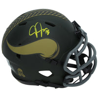 Justin Jefferson Autographed Minnesota Vikings 2025 Salute to Service Speed Mini Helmet Beckett