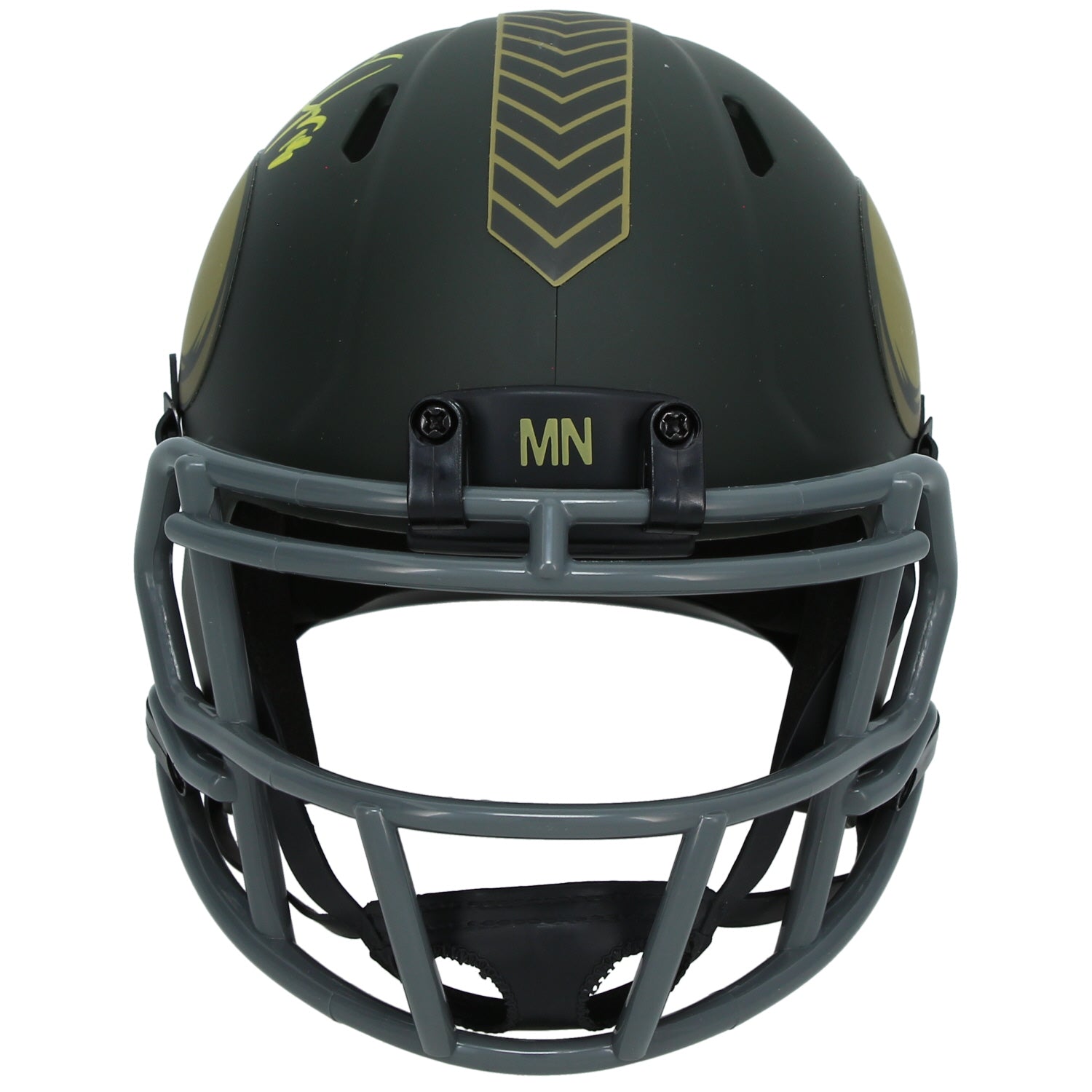 Justin Jefferson Autographed Minnesota Vikings 2025 Salute to Service Speed Mini Helmet Beckett