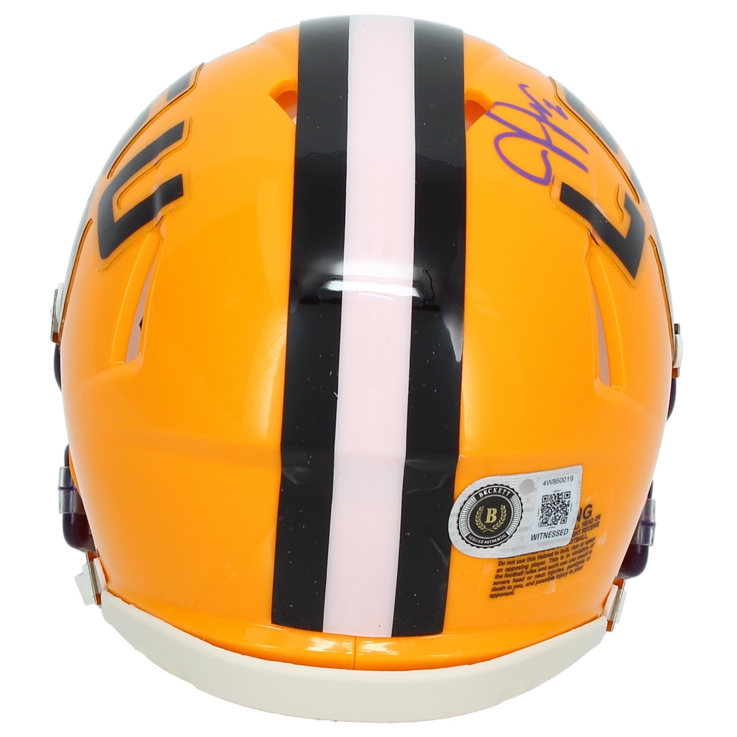 Justin Jefferson Autographed LSU Tigers Yellow Speed Mini Helmet Beckett