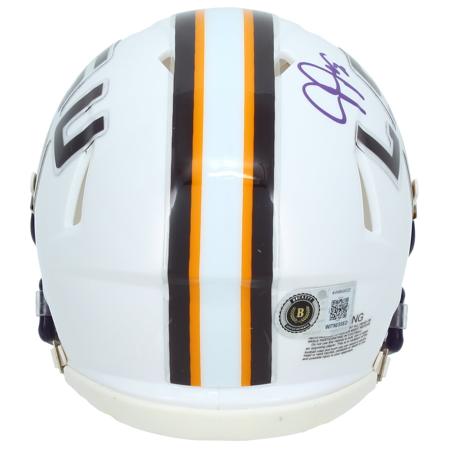 Justin Jefferson Autographed LSU Tigers White Speed Mini Helmet Beckett