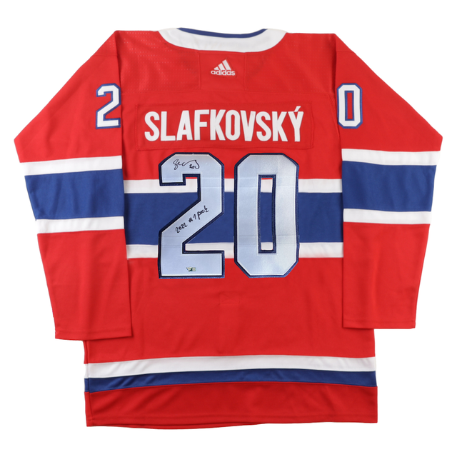 JURAJ SLAFKOVSKY Autographed "#1 Pick" Montreal Canadians Authentic Red Jersey FANATICS