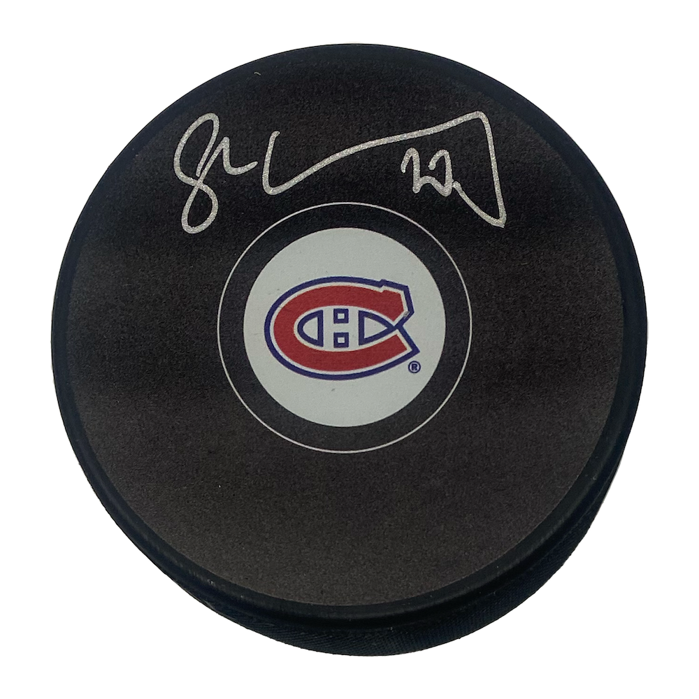 JURAJ SLAFKOVSKY Autographed Canadians Logo Puck FANATICS