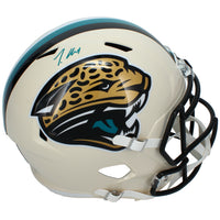 Travis Hunter Autographed Jacksonville Jaguars RETRO Speed Full Size Helmet Beckett