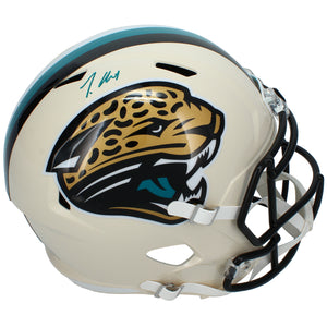 Travis Hunter Autographed Jacksonville Jaguars RETRO Speed Full Size Helmet Beckett
