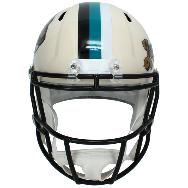 Travis Hunter Autographed Jacksonville Jaguars RETRO Speed Full Size Helmet Beckett