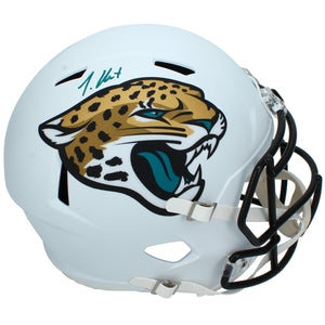 Travis Hunter Autographed Jacksonville Jaguars White 2024 Alternate Speed Full Size Helmet Beckett