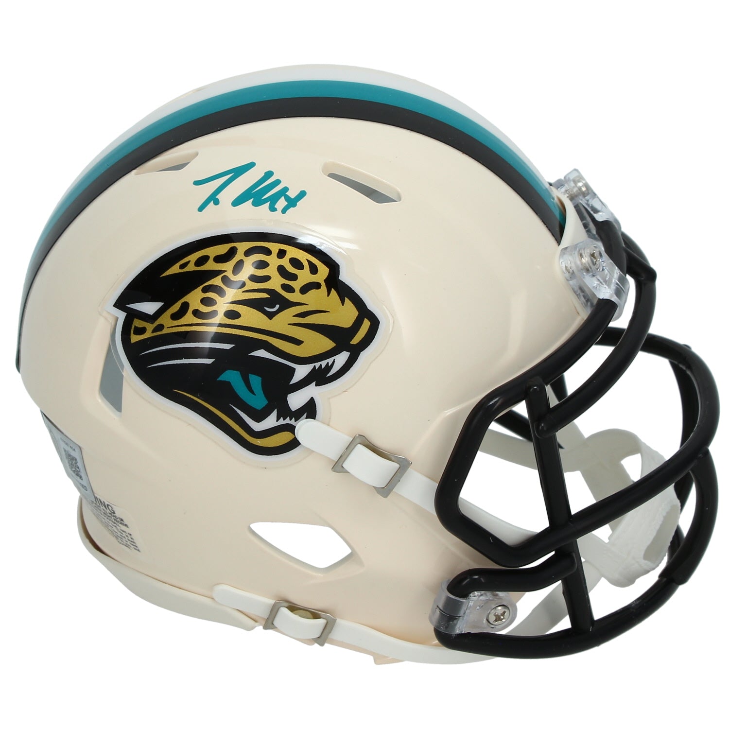 Travis Hunter Autographed Jacksonville Jaguars RETRO Speed Mini Helmet Beckett