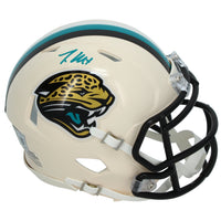 Travis Hunter Autographed Jacksonville Jaguars RETRO Speed Mini Helmet Beckett