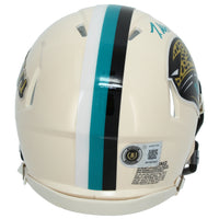 Travis Hunter Autographed Jacksonville Jaguars RETRO Speed Mini Helmet Beckett