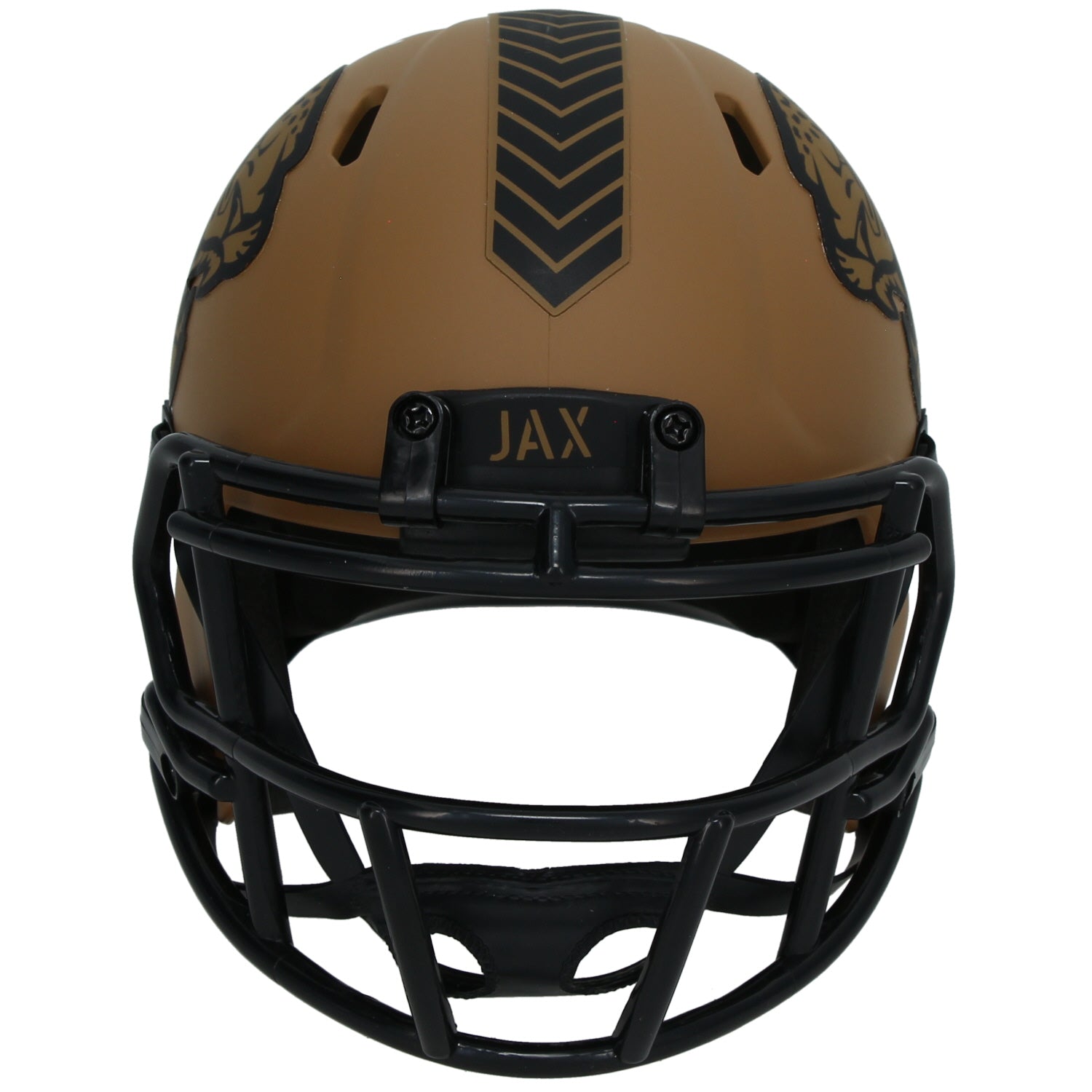 Travis Hunter Autographed Jacksonville Jaguars 2023 Salute to Service Speed Mini Helmet Beckett