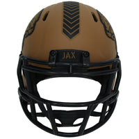 Travis Hunter Autographed Jacksonville Jaguars 2023 Salute to Service Speed Mini Helmet Beckett
