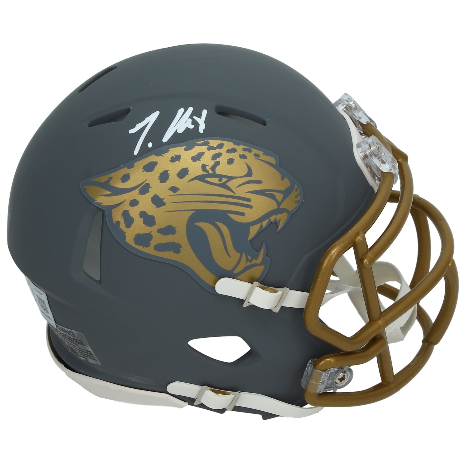 Travis Hunter Autographed Jacksonville Jaguars Slate Speed Mini Helmet Beckett