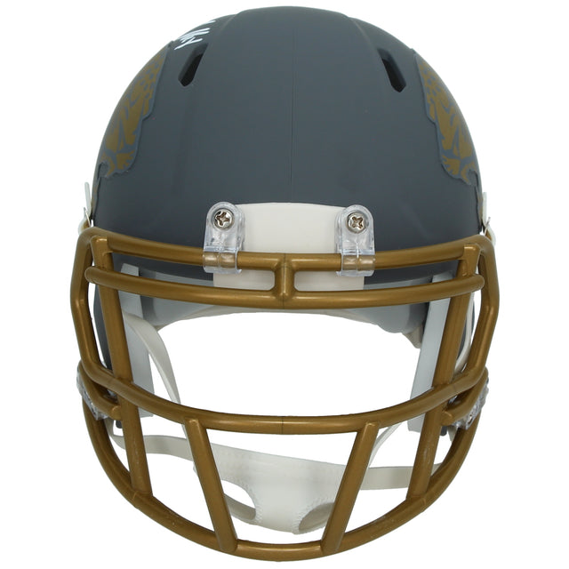 Travis Hunter Autographed Jacksonville Jaguars Slate Speed Mini Helmet Beckett