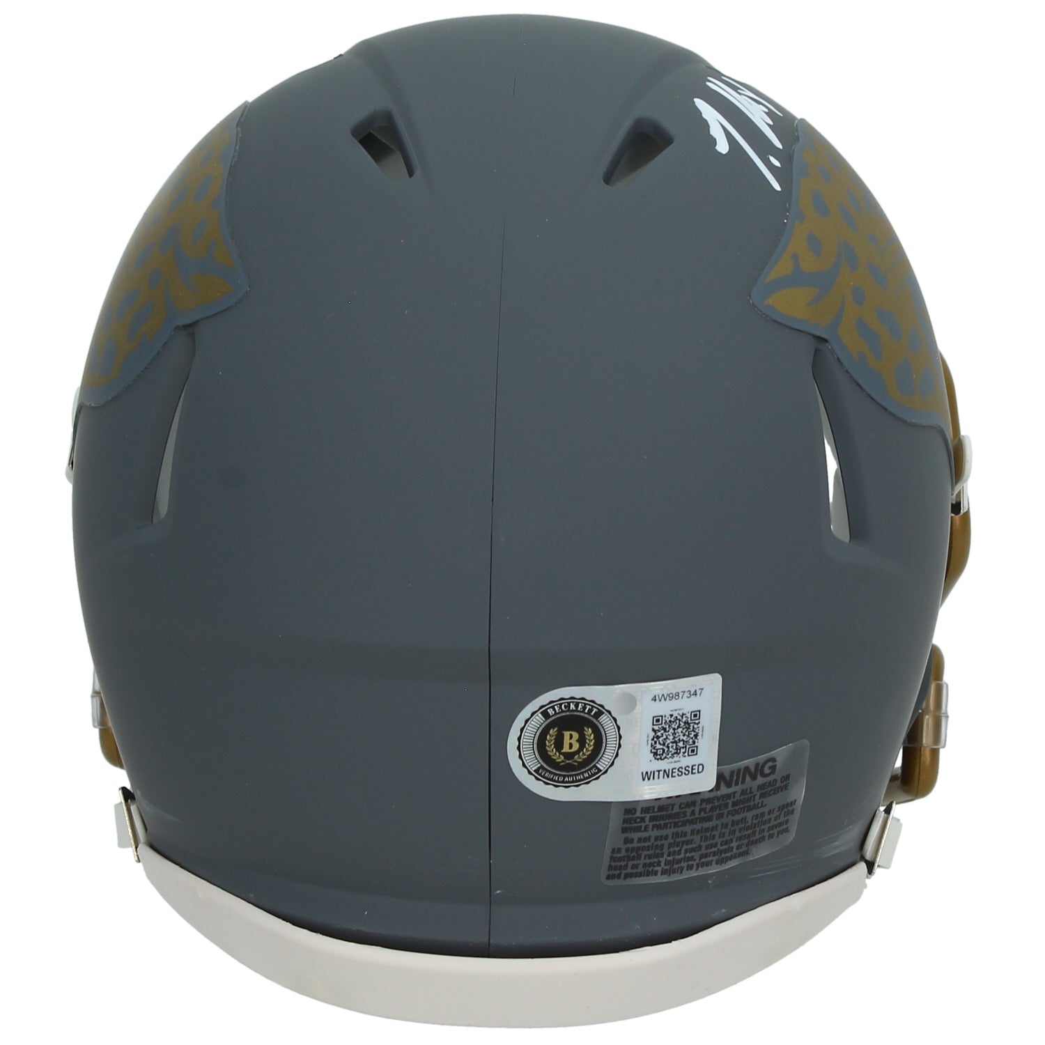Travis Hunter Autographed Jacksonville Jaguars Slate Speed Mini Helmet Beckett