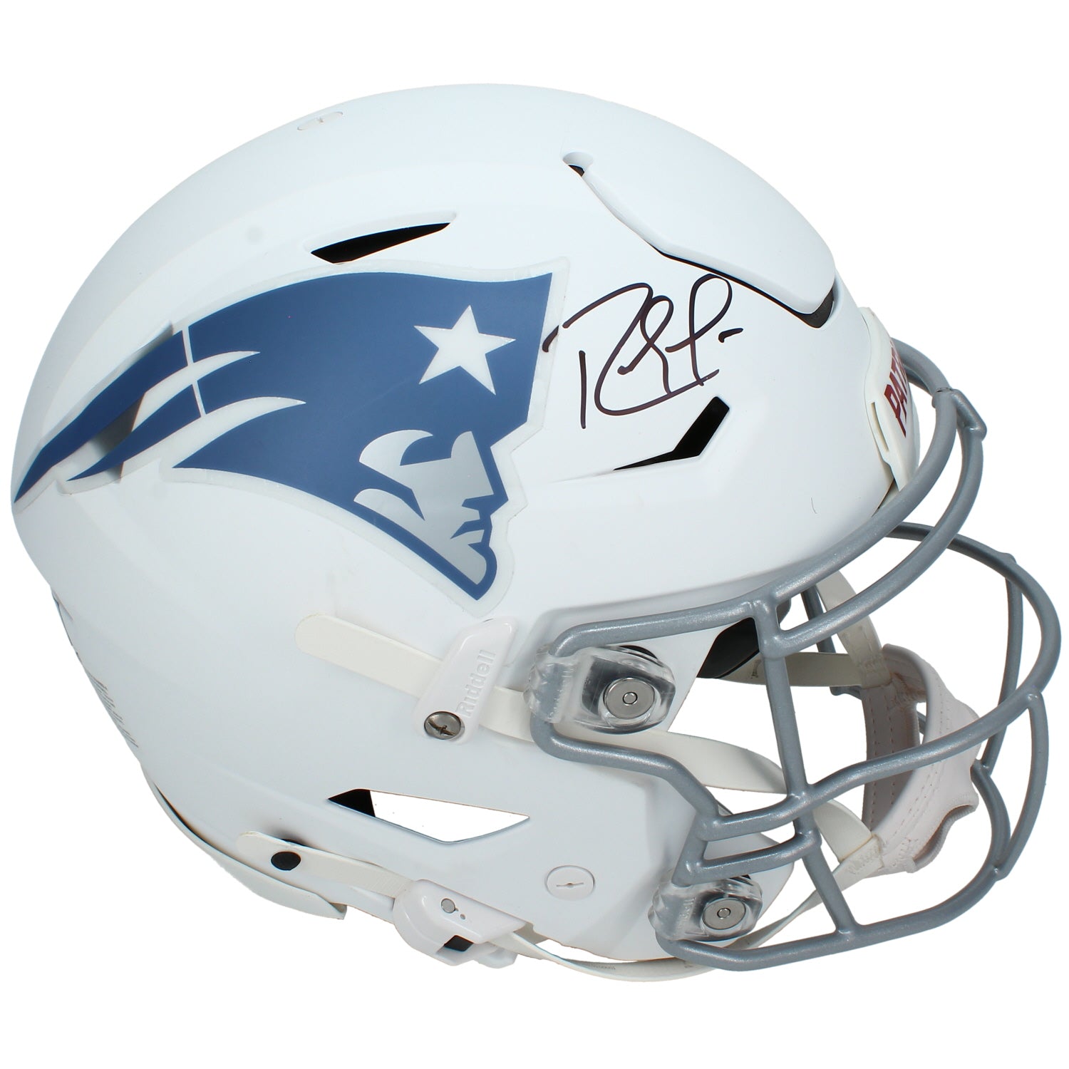 Randy Moss Autographed New England Patriots White 2025 Rivalries Speedflex Authentic Helmet Beckett
