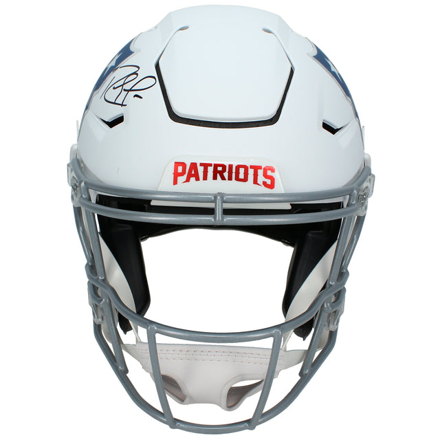 Randy Moss Autographed New England Patriots White 2025 Rivalries Speedflex Authentic Helmet Beckett