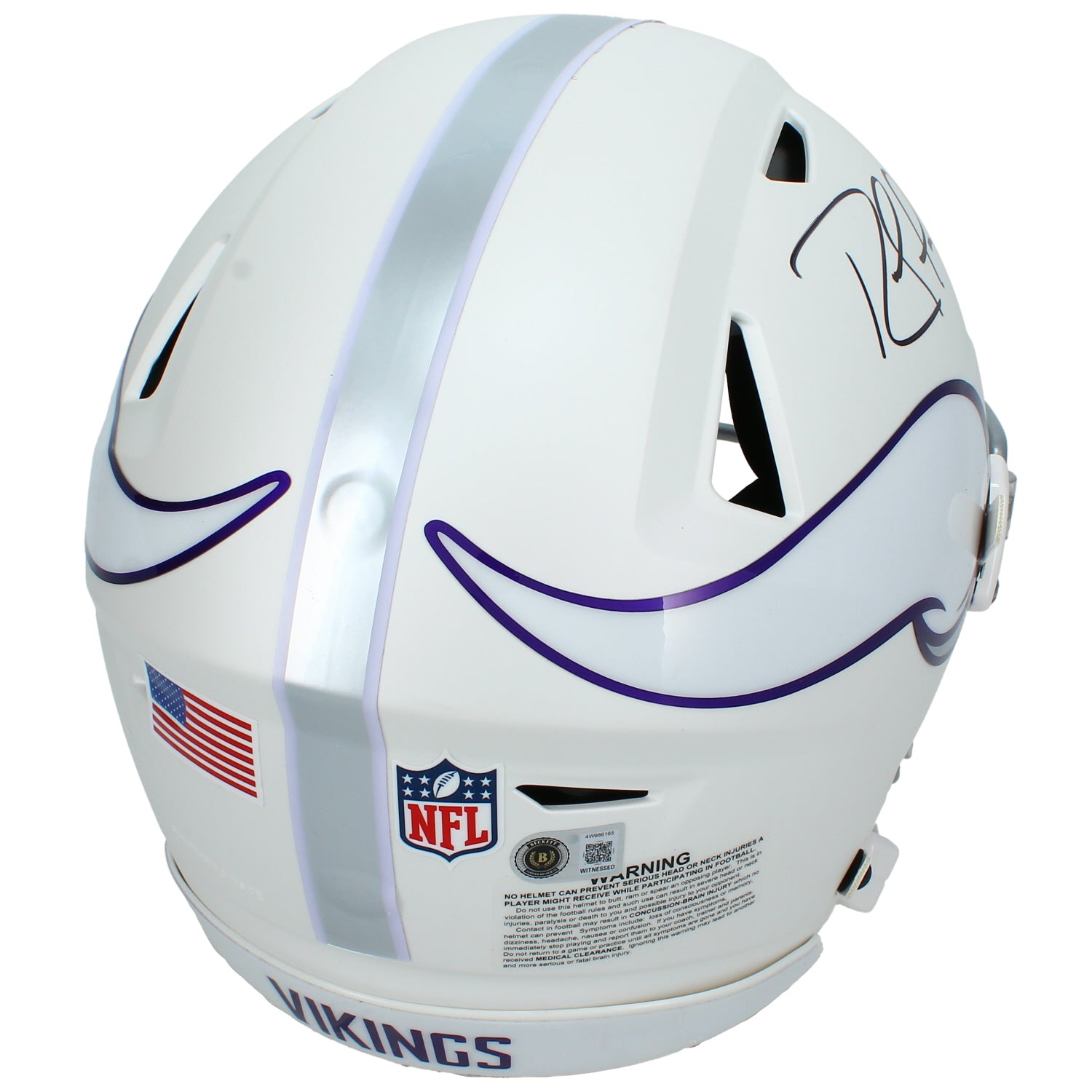Randy Moss Autographed Minnesota Vikings White 2024 Alternate SpeedFlex Authentic Helmet Beckett