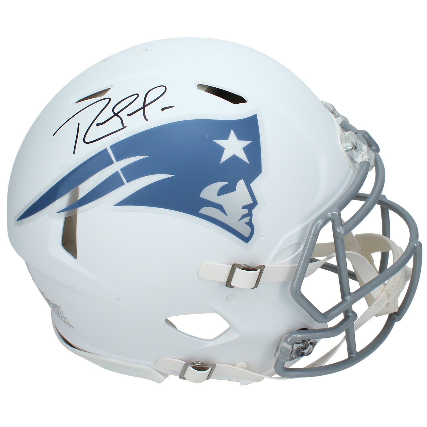 Randy Moss Autographed New England Patriots White 2025 Rivalries Speed Authentic Helmet Beckett