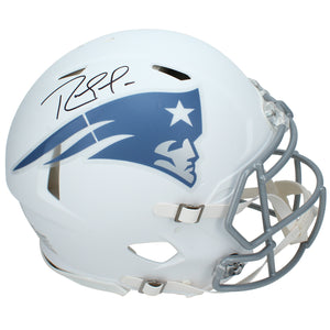 Randy Moss Autographed New England Patriots White 2025 Rivalries Speed Authentic Helmet Beckett