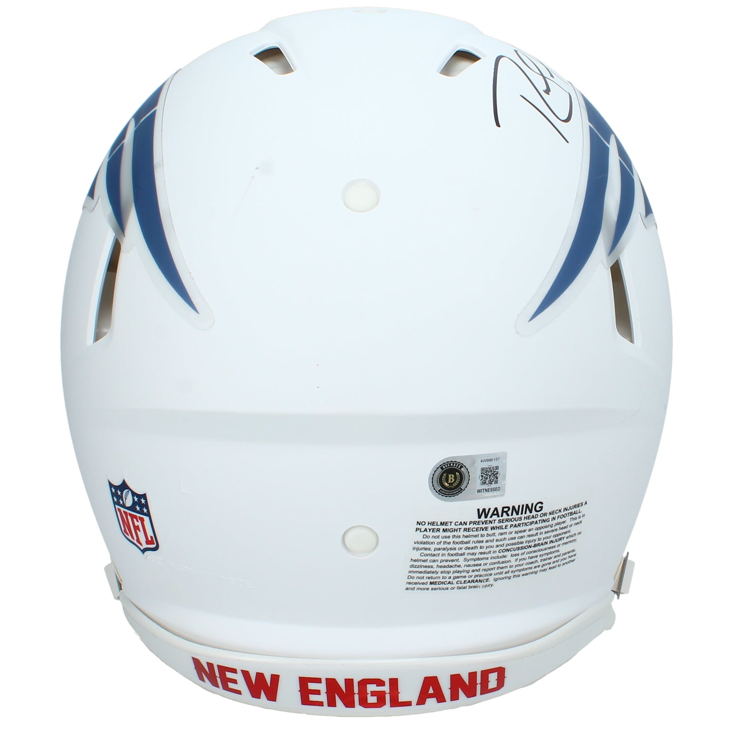 Randy Moss Autographed New England Patriots White 2025 Rivalries Speed Authentic Helmet Beckett