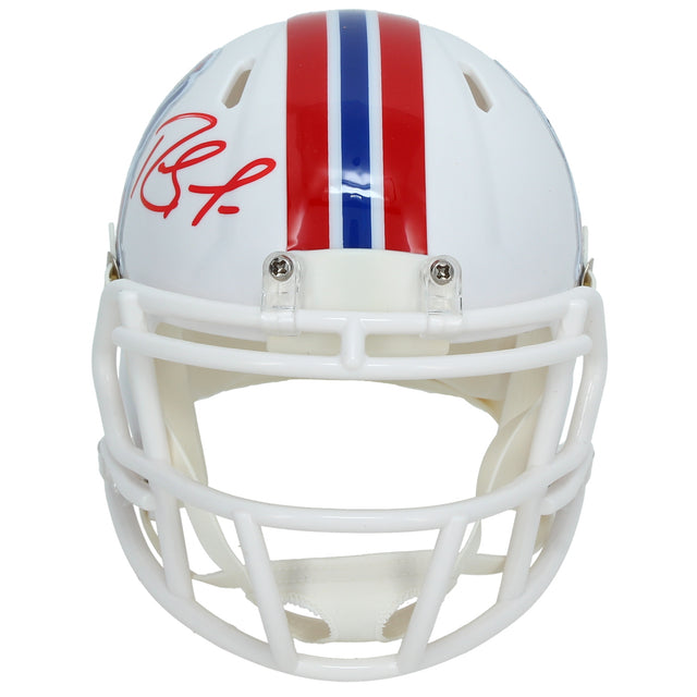 Randy Moss Autographed New England Patriots 1982-89 Throwback Speed Mini Helmet Beckett