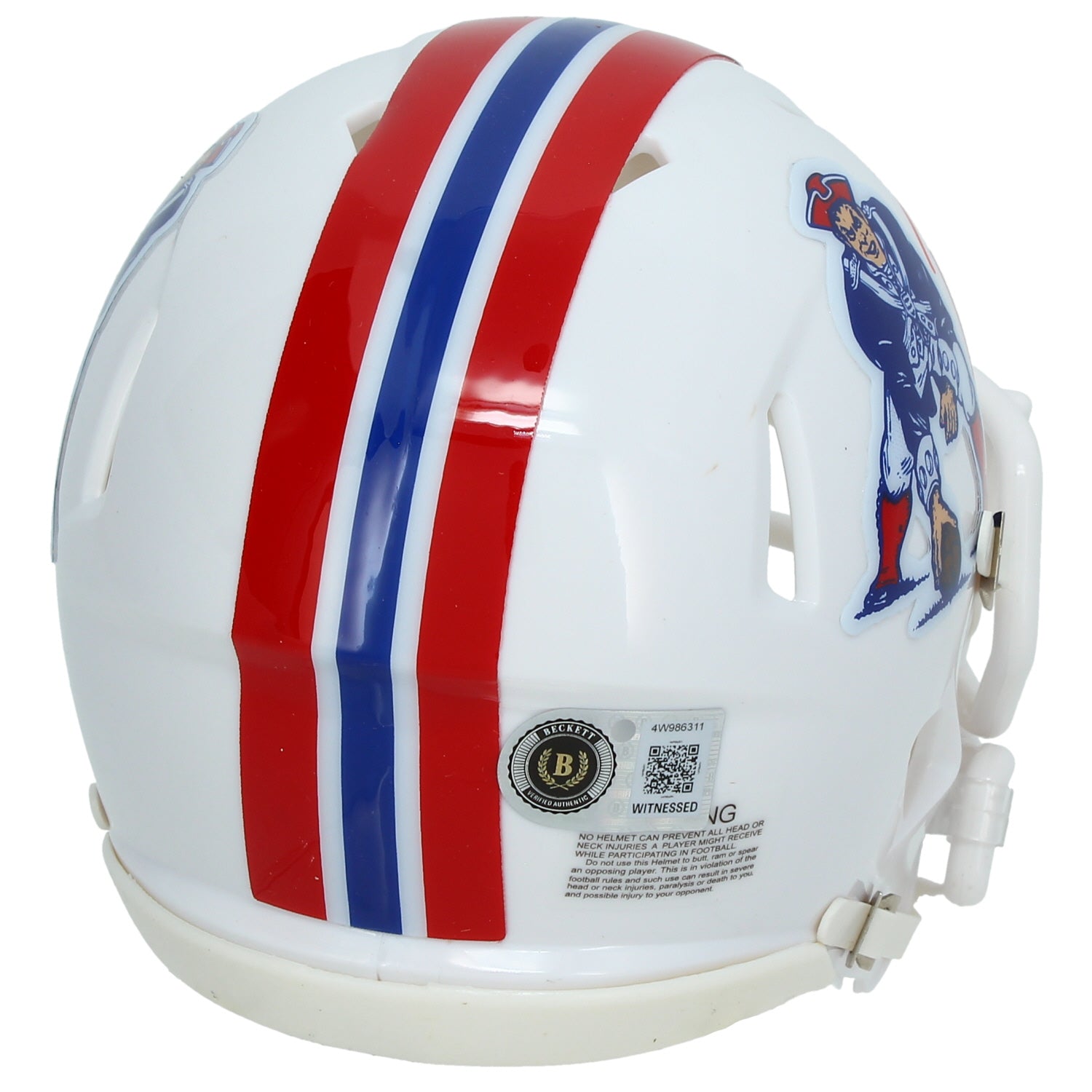 Randy Moss Autographed New England Patriots 1982-89 Throwback Speed Mini Helmet Beckett