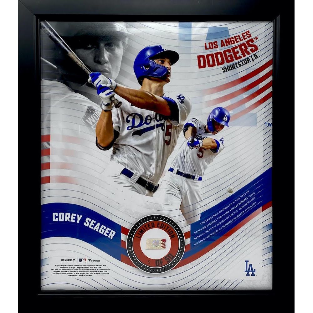 COREY SEAGER Unsigned LA Dodgers Framed 15" x 17" Game Used Baseball Collage LE 5/50