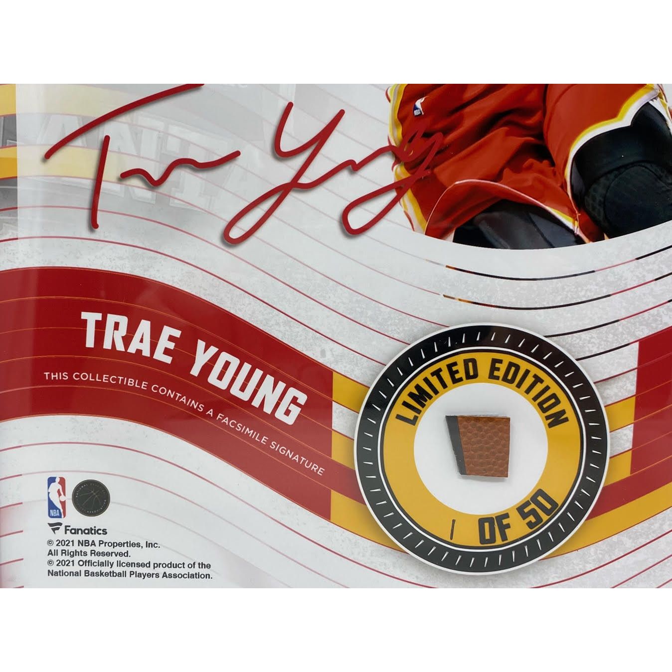 TRAE YOUNG Atlanta Hawks Framed 15" x 17" Game Used Basketball Collage LE 1/50