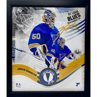 JORDAN BINNINGTON St. Louis Blues Framed 15 x 17 Game Used Puck Collage LE 1/50