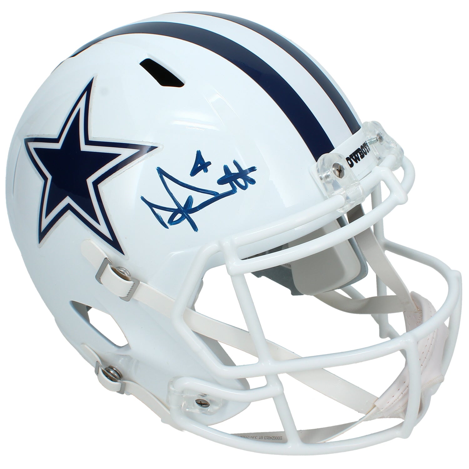 Dak Prescott Autographed Dallas Cowboys White 2022 Alternate Speed Full Size Helmet Beckett