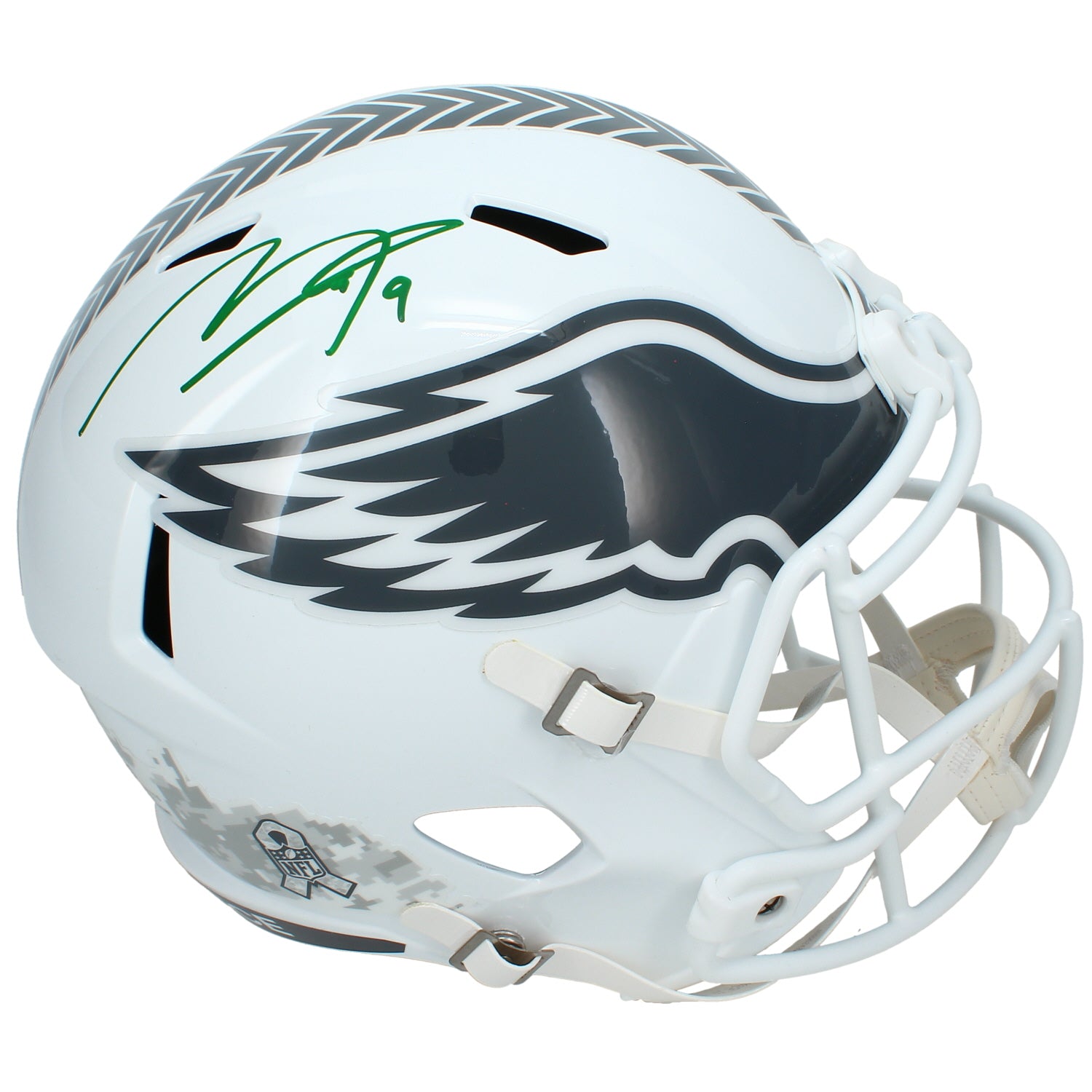 Makai Lemon Autographed Philadelphia Eagles 2024 Salute to Service Speed Full Size Helmet Beckett