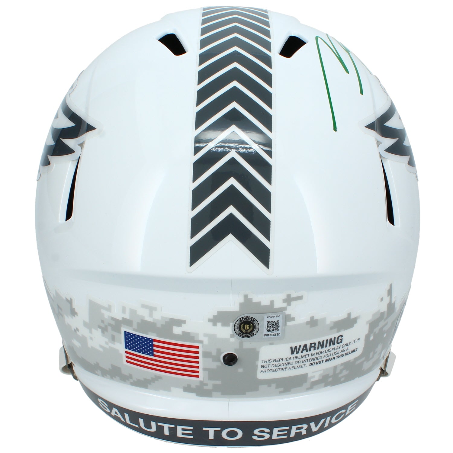 Makai Lemon Autographed Philadelphia Eagles 2024 Salute to Service Speed Full Size Helmet Beckett