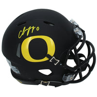 Christian Gonzalez Autographed Oregon Ducks Speed Black Matte Mini Helmet Beckett