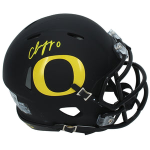 Christian Gonzalez Autographed Oregon Ducks Speed Black Matte Mini Helmet Beckett