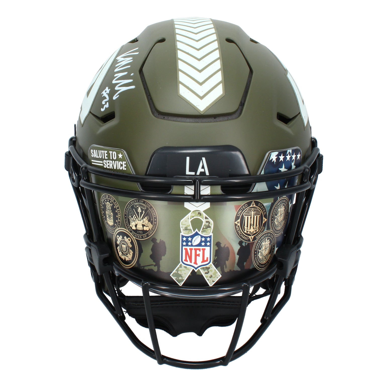 Kyren Williams Autographed Rams STS SpeedFlex Helmet w/ Military Visor Beckett