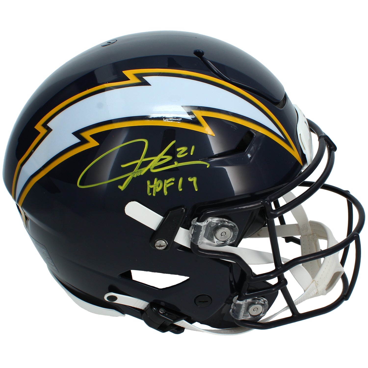LaDainian Tomlinson Autographed/Inscribed "HOF 17" Chargers Navy 2025 Alternate Speedflex Authentic Helmet GTSM